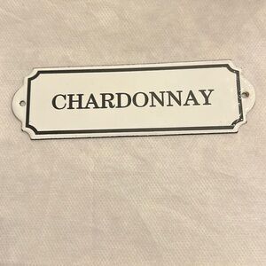 Wine metal sign / plaque - Chardonnay in black and white